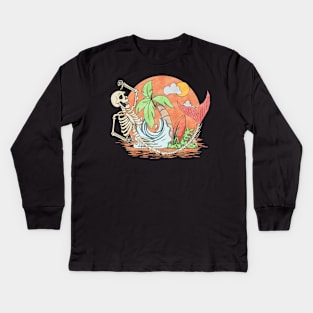 Mermaid Skeleton Kids Long Sleeve T-Shirt